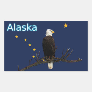 Sticker Rectangulaire Aigle Et Drapeau De L'Alaska