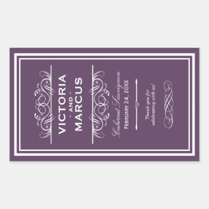 Sticker Rectangulaire Aiguille Mariage Vin Bouteille Monogramme Favorise