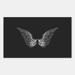 Sticker Rectangulaire Ailes blanches d'ange sur l'arrière - plan noir