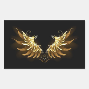 Sticker Rectangulaire Ailes d'Ange d'or sur arrière - plan noir