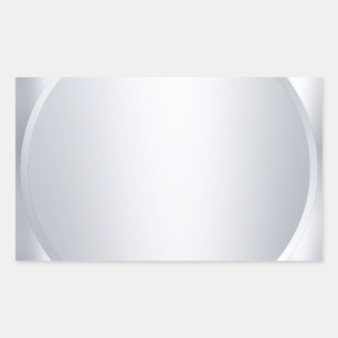 Sticker Rectangulaire Ajouter Votre Texte Élégant Métallique Argent Blan