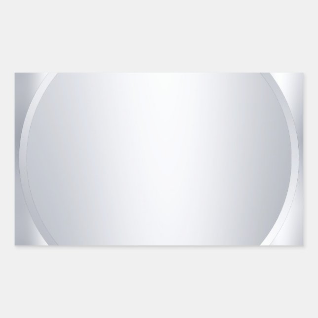 Sticker Rectangulaire Ajouter Votre Texte Élégant Métallique Argent Blan (Devant)