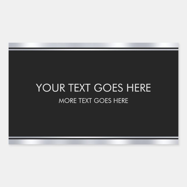 Sticker Rectangulaire Ajoutez Votre Texte Moderne Élégant Noir Et Argent (Devant)