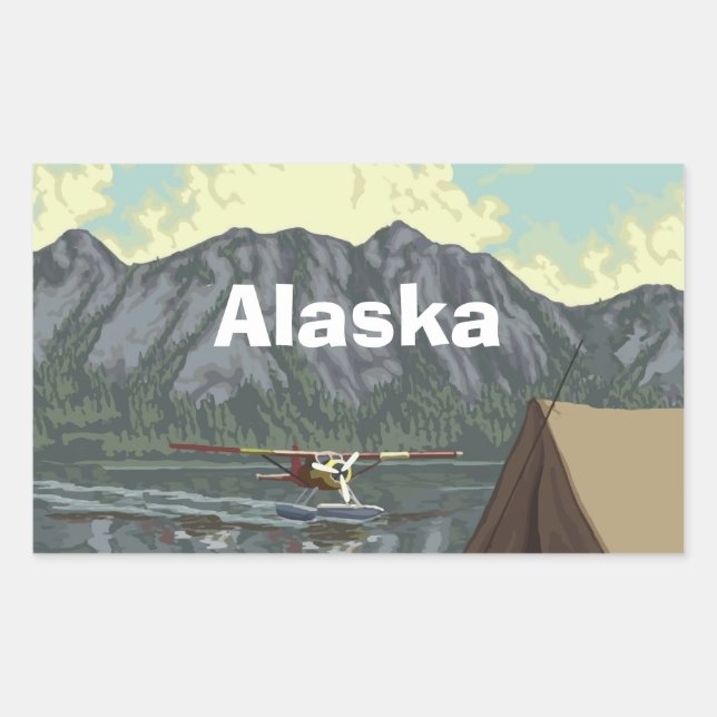 Sticker Rectangulaire Alaska Bush Plane Souvenirs (Devant)