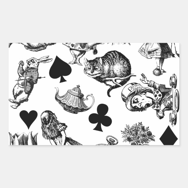 Sticker Rectangulaire Alice White Rabbit Wonderland Classic (Devant)