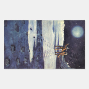 Sticker Rectangulaire Aliens astronautes de science-fiction vintage sur 
