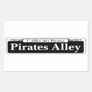 Sticker Rectangulaire Allée de pirates, plaque de rue de la