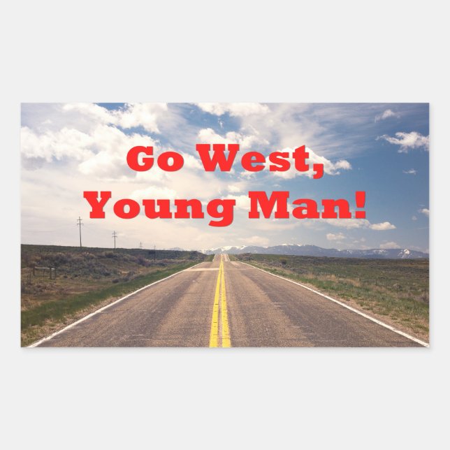 Sticker Rectangulaire Allez vers l'Ouest, Young Man (Devant)