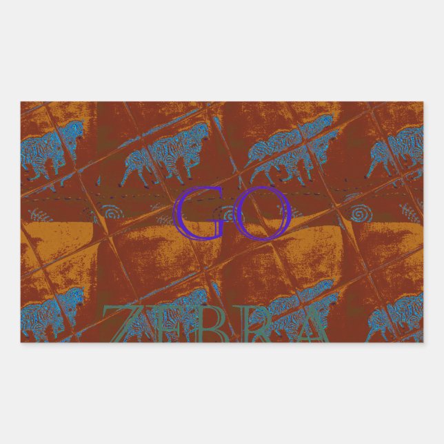 Sticker Rectangulaire Allez Zebra Safari Art Imprimer/Graphique (Devant)