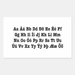 Sticker Rectangulaire Alphabet islandais [Íslenska Stafrófið]