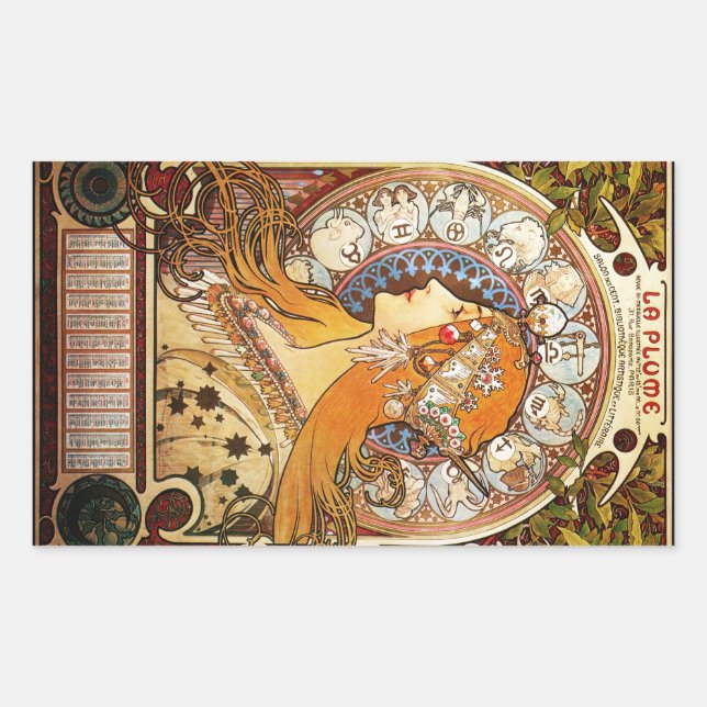 Sticker Rectangulaire Alphonse Mucha Zodiac (Devant)
