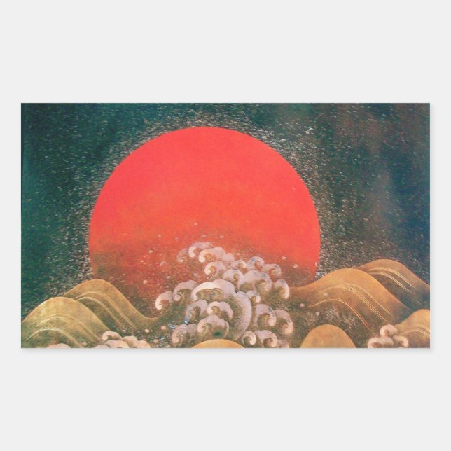 Sticker Rectangulaire AMATÉRASU, GODDESS SOLEIL, noir rouge (Devant)