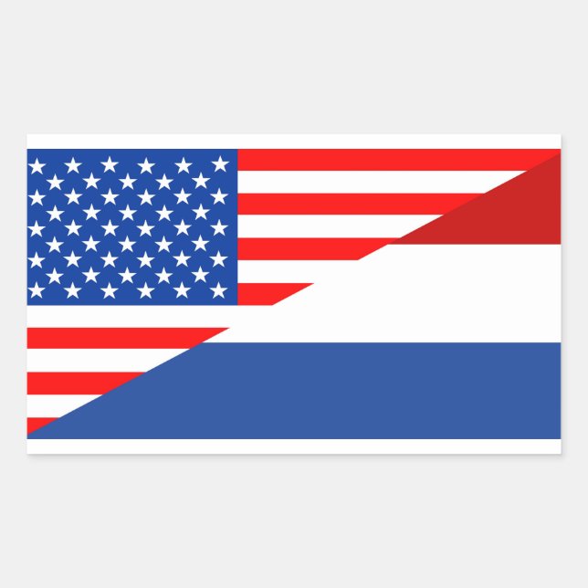 Sticker Rectangulaire américain Pays-Bas demi-drapeau usa (Devant)