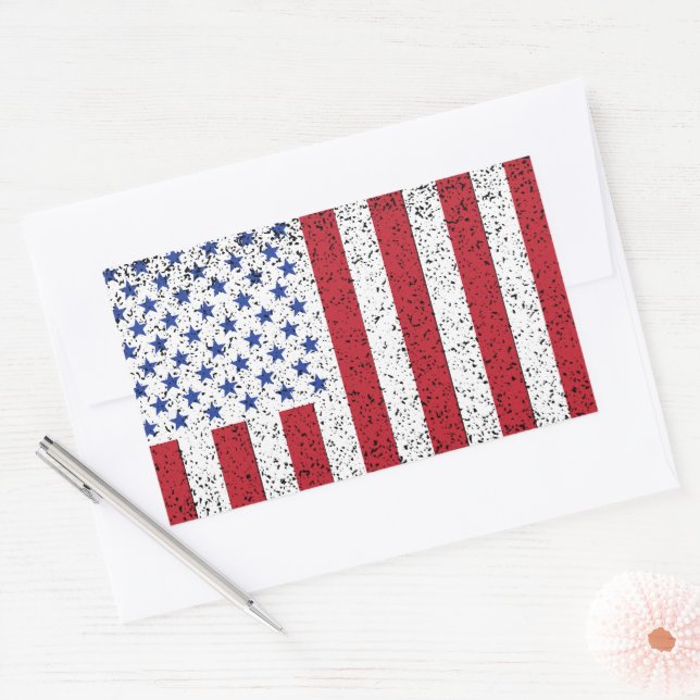Sticker Rectangulaire American Peace Flag État américain National Rectan (Enveloppe)