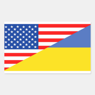 Sticker Rectangulaire amérique américaine ukraine demi-drapeau usa