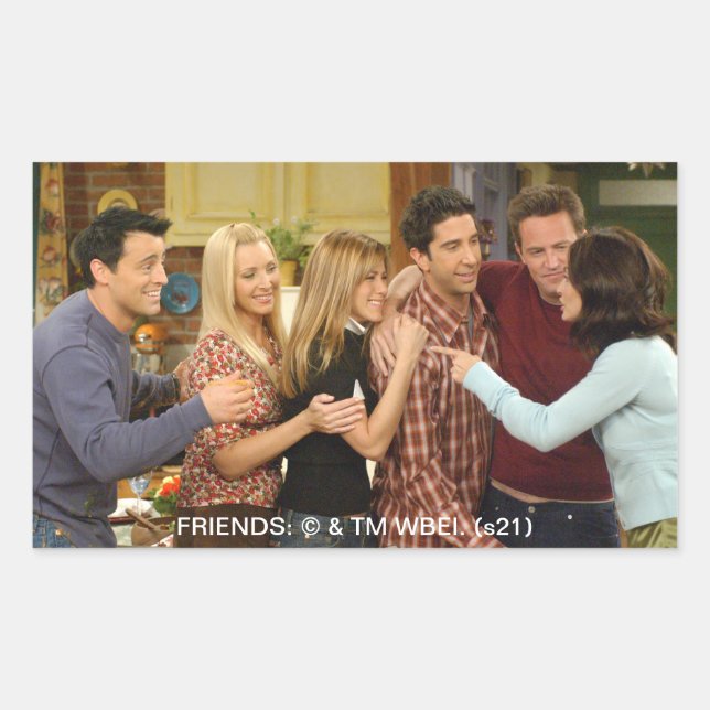Sticker Rectangulaire AMIS™ | Cast Thanksgiving Group Hug (Devant)