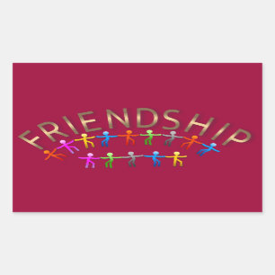Sticker Rectangulaire Amitié, Enfants Tenant Les Mains Design