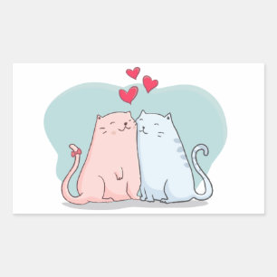 Sticker Rectangulaire Amoureux de Chats Mignons - Kit de Mariage Enterre