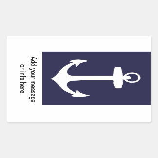 Sticker Rectangulaire Ancre blanche sur l'Arrière - plan bleu marine