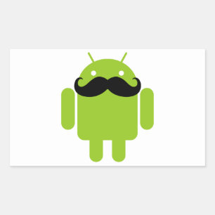 Sticker Rectangulaire Android Robot Moustache