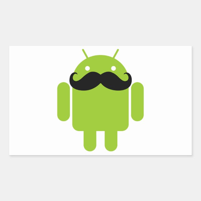 Sticker Rectangulaire Android Robot Moustache (Devant)