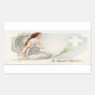 Sticker Rectangulaire Ange vintage de Pâques