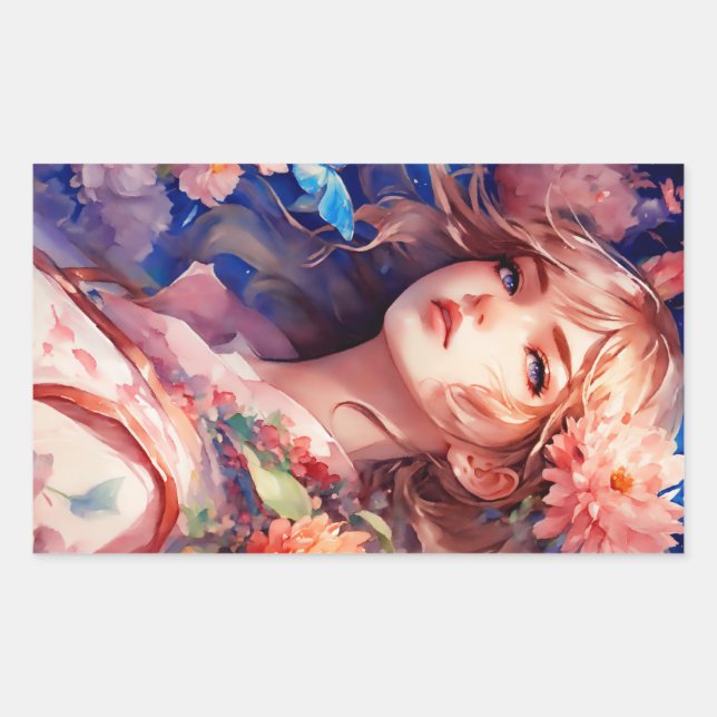 Sticker Rectangulaire Anime Princesse (Devant)