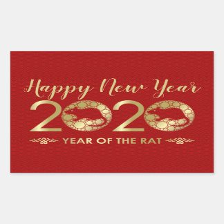 Sticker Rectangulaire Année chinoise du zodiaque du rat 2020