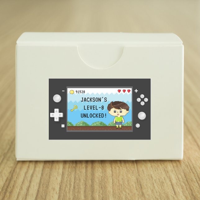 Sticker Rectangulaire Anniversaire de enfant de contrôleur de jeu vidéo  (Créateur téléchargé)