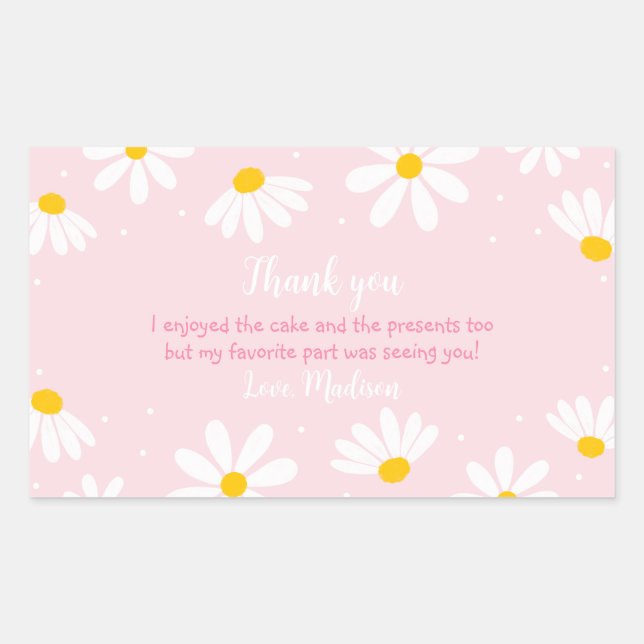 Sticker Rectangulaire Anniversaire de la marguerite rose (Devant)