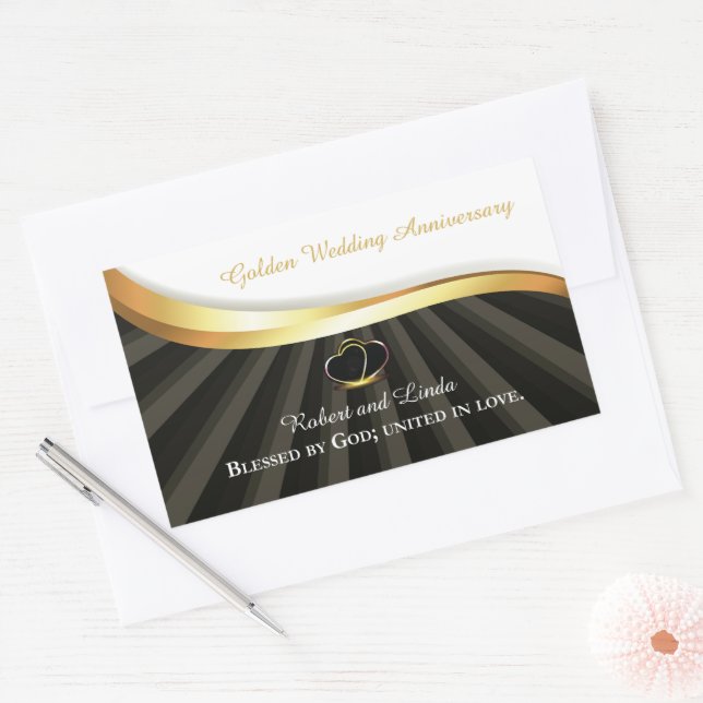 Sticker Rectangulaire Anniversaire religieux du 50e Mariage d'or (Enveloppe)