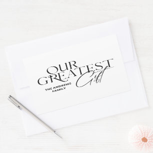 Sticker Rectangulaire Annonce de naissance de bébé minimaliste Noël