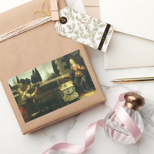 Sticker Rectangulaire Annonciation du Seigneur par Léonard de Vinci (Cadeaux)