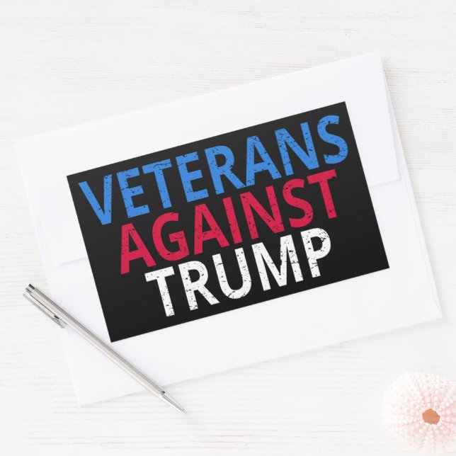Sticker Rectangulaire Anti-Trump - Les vétérans contre Trump (Enveloppe)