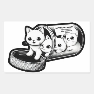 Sticker Rectangulaire Antidépresseurs Kitty Cats