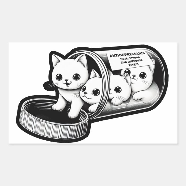 Sticker Rectangulaire Antidépresseurs Kitty Cats (Devant)