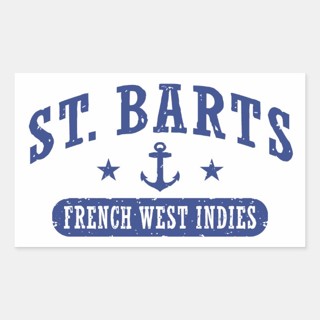 Sticker Rectangulaire Antilles françaises de St Barts (Devant)