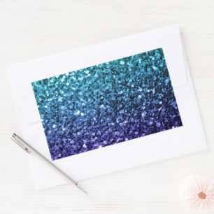 Sticker Rectangulaire Aqua blue Ombre faux scintillants de parties scint