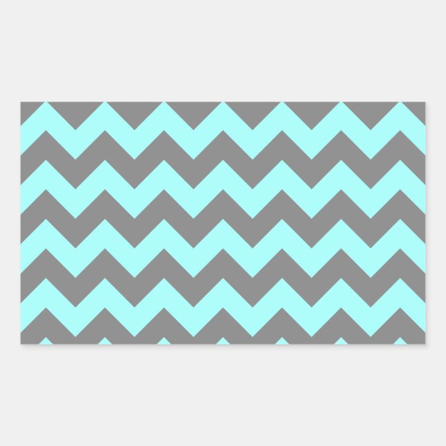 Sticker Rectangulaire Aqua et Grey Zigzag (Devant)