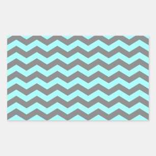 Sticker Rectangulaire Aqua et Grey Zigzag