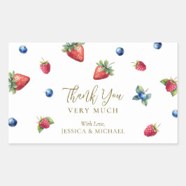 Sticker Rectangulaire Aquarelle Berry Baby shower doux Merci