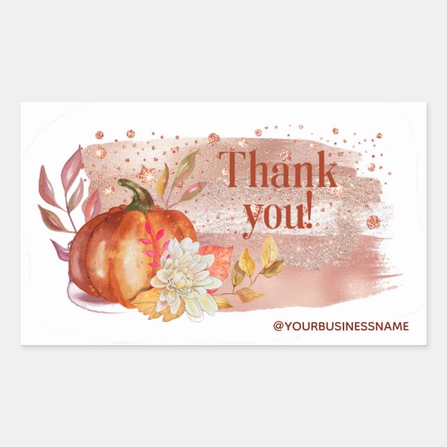 Sticker Rectangulaire Aquarelle Citrouilles Thanksgiving (Devant)