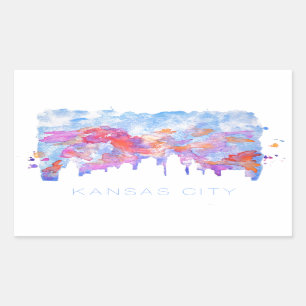 Sticker Rectangulaire Aquarelle d'horizon de Kansas City