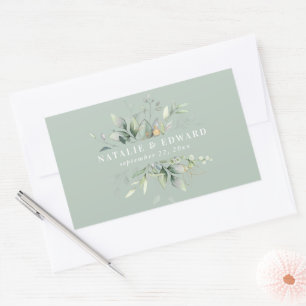 Sticker Rectangulaire Aquarelle feuillage mariage faveur rectangulaire
