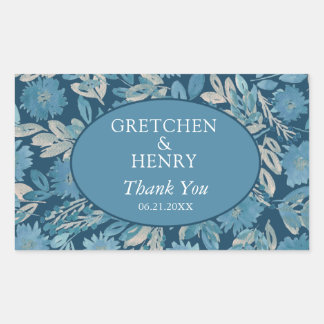 Sticker Rectangulaire Aquarelle fleurie Peinture Enregistrer la date