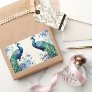 Sticker Rectangulaire Aquarelle florale Peacock