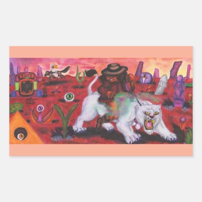 Sticker Rectangulaire Aquarelle Illustration Garçon se promène blanc Lio (Devant)