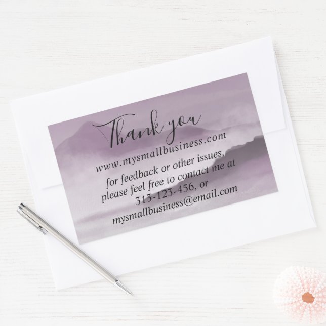 Sticker Rectangulaire aquarelle paysage merci business info recta (Enveloppe)