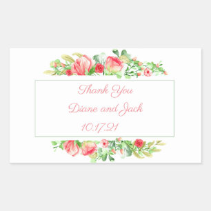 Sticker Rectangulaire Aquarelle Rose Garden Bouquet Rose