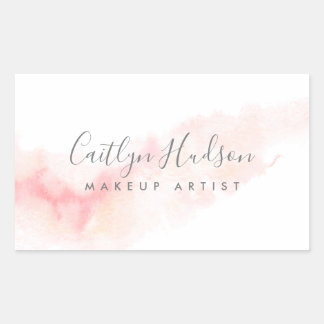 Sticker Rectangulaire Aquarelle rose pâle Carte de visite féminin